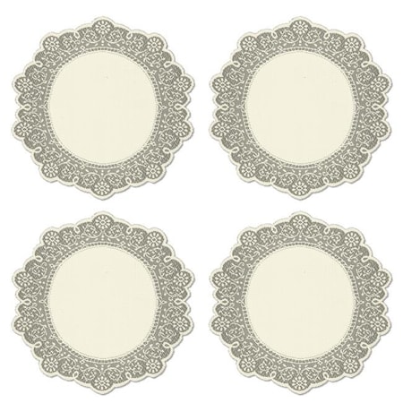 Heritage Lace Heritage Lace PR-1200E-S 12 in. Prelude Round Doilies; Ecru - Set of 4 PR-1200E-S